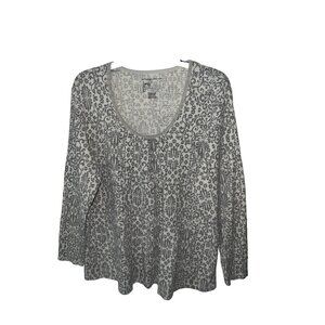 Just My Size Thermal Knit Top 3X (22W/24W) Floral Print Long Sleeve Round neck